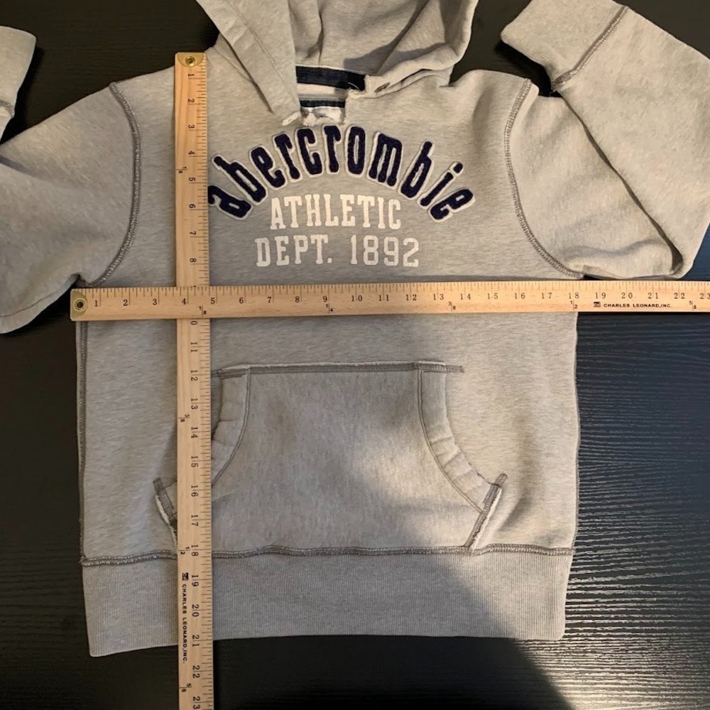 Vintage Y2K Abercrombie & Fitch Gray Pullover Hoodie Sweatshirt Preppy Juniors M - Picture 9 of 9